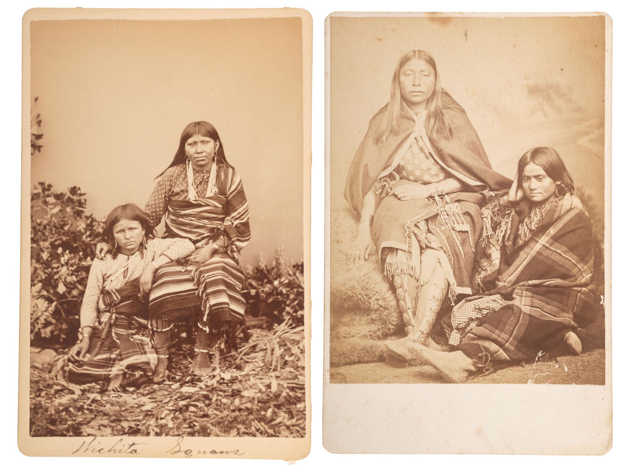 [NATIVE AMERICANS]. SOULE, William S. (1836-1908), photographer. A group of 2 cabinet cards of Native American women and children. Fort Sill, Indian Territory: ca 1867-1870s.