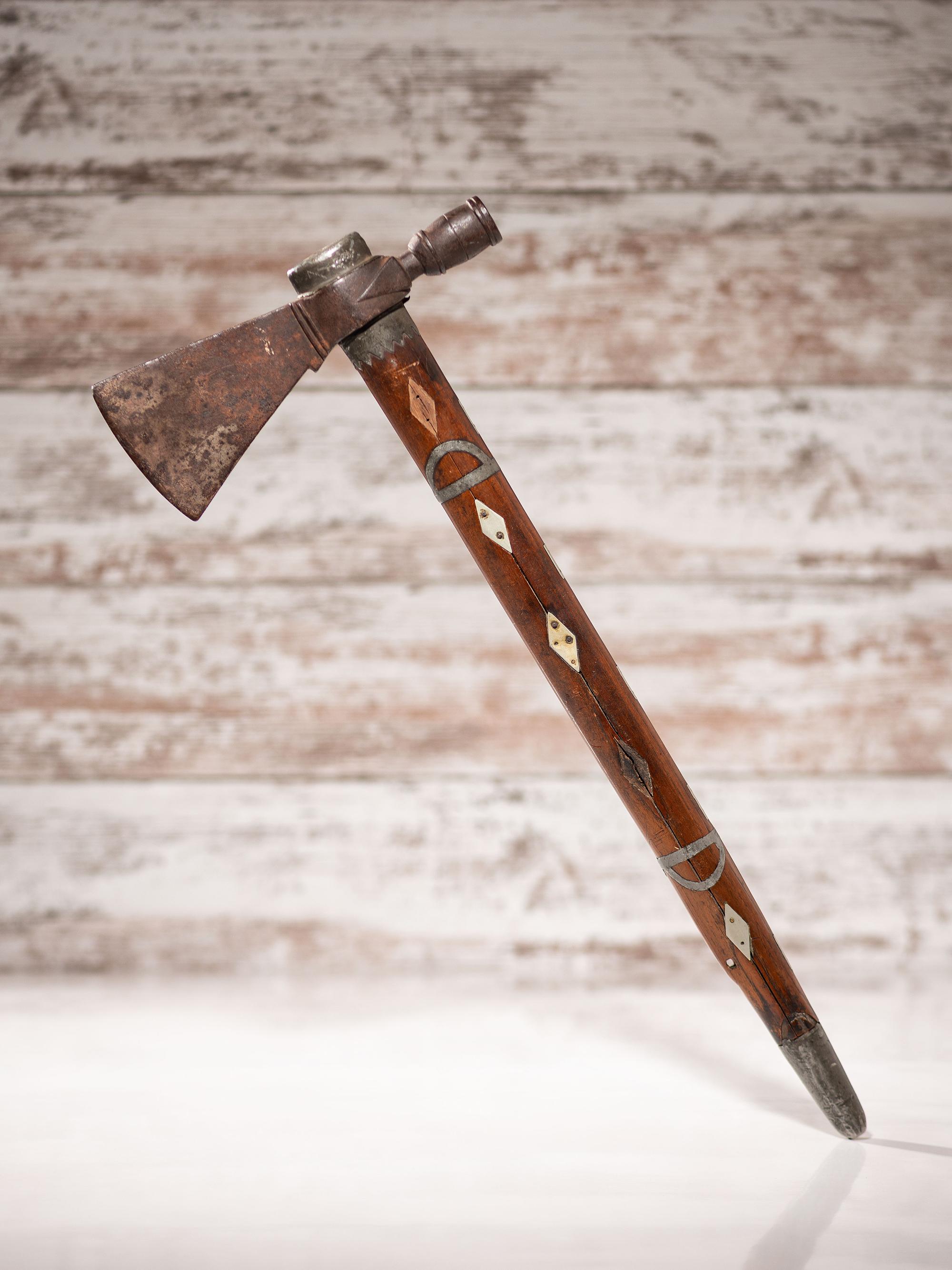 Great Lakes Pipe Tomahawk with Pewter and German Silver Inlay
