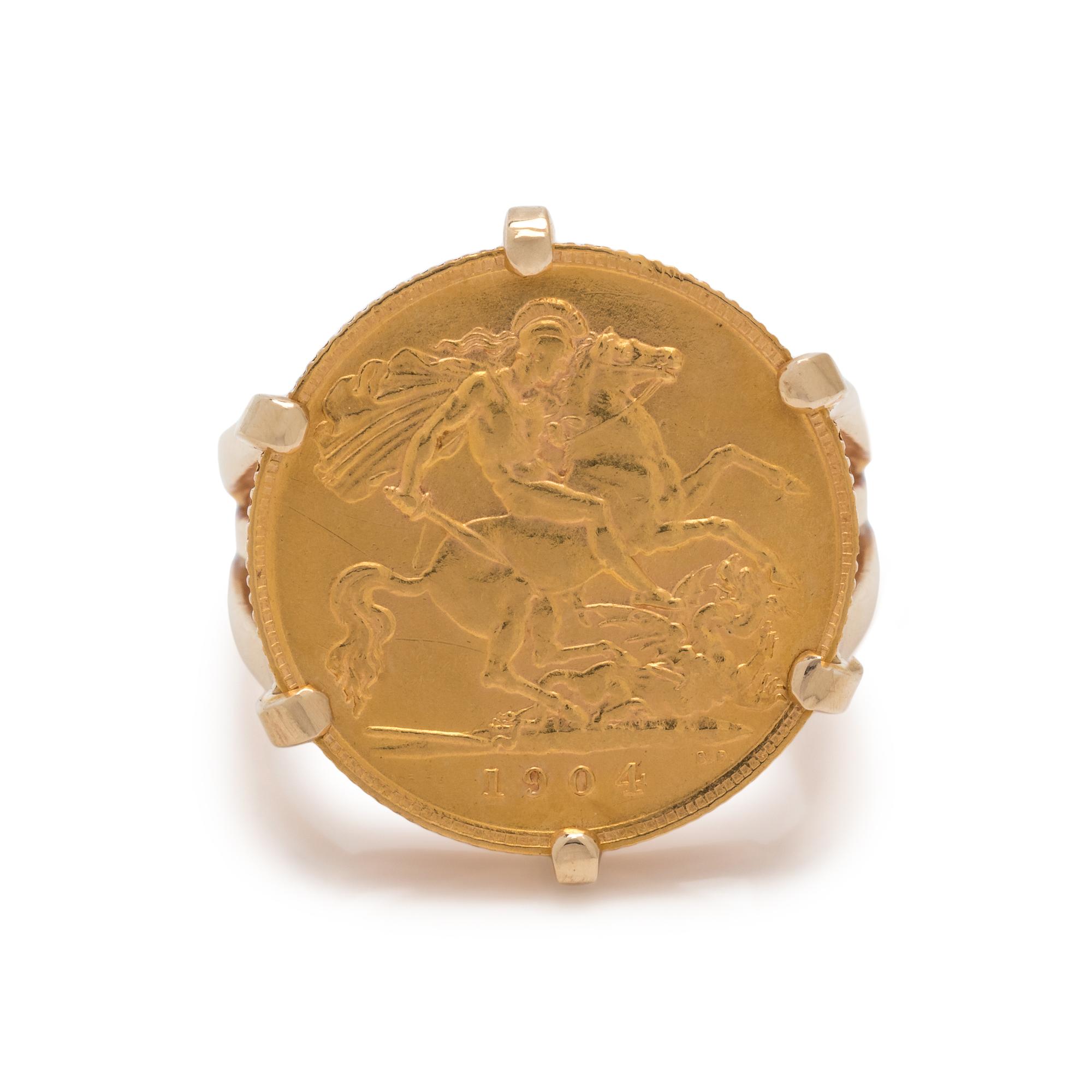 YELLOW GOLD AND COIN RING