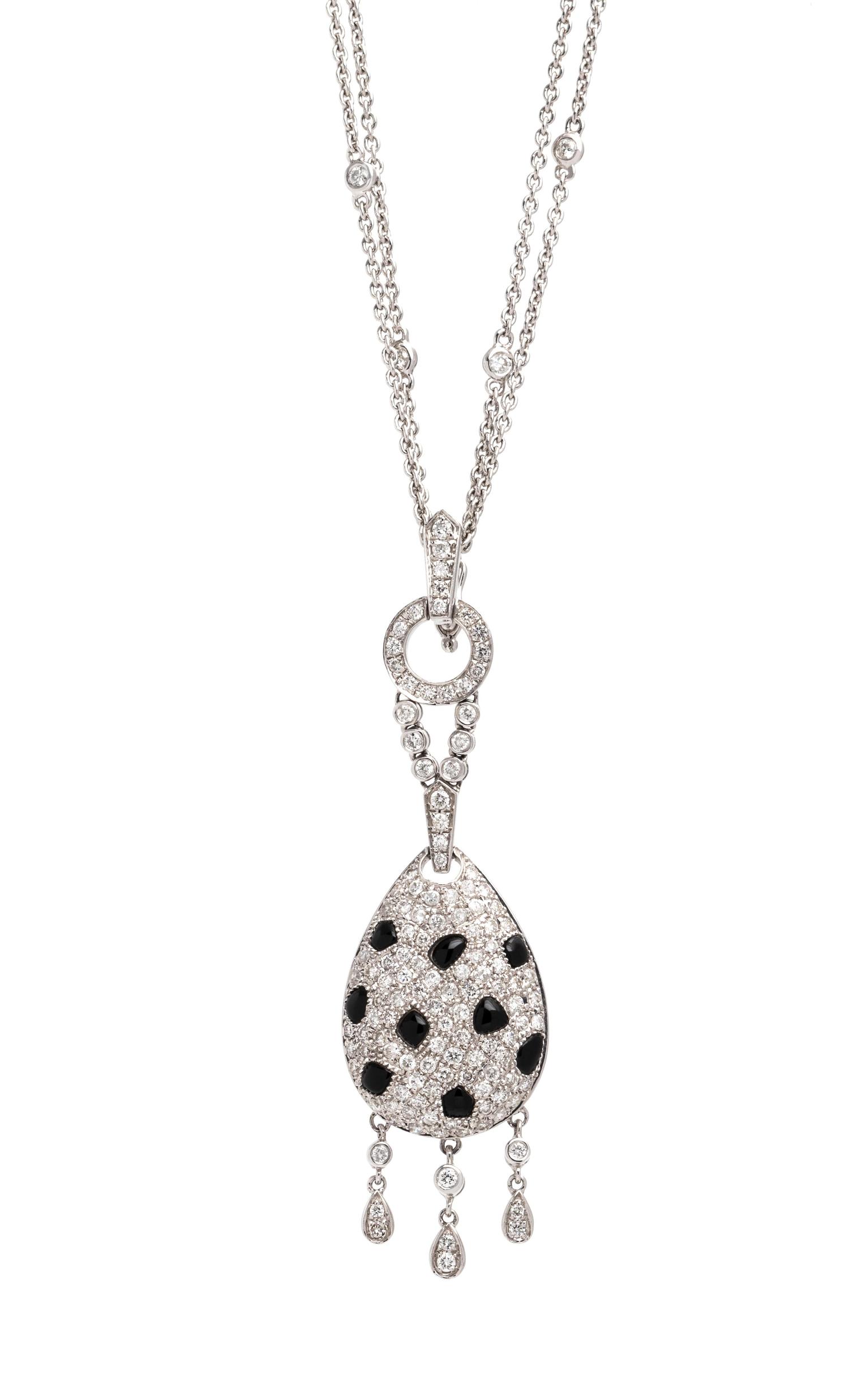 DIAMOND AND ONYX PENDANT/NECKLACE