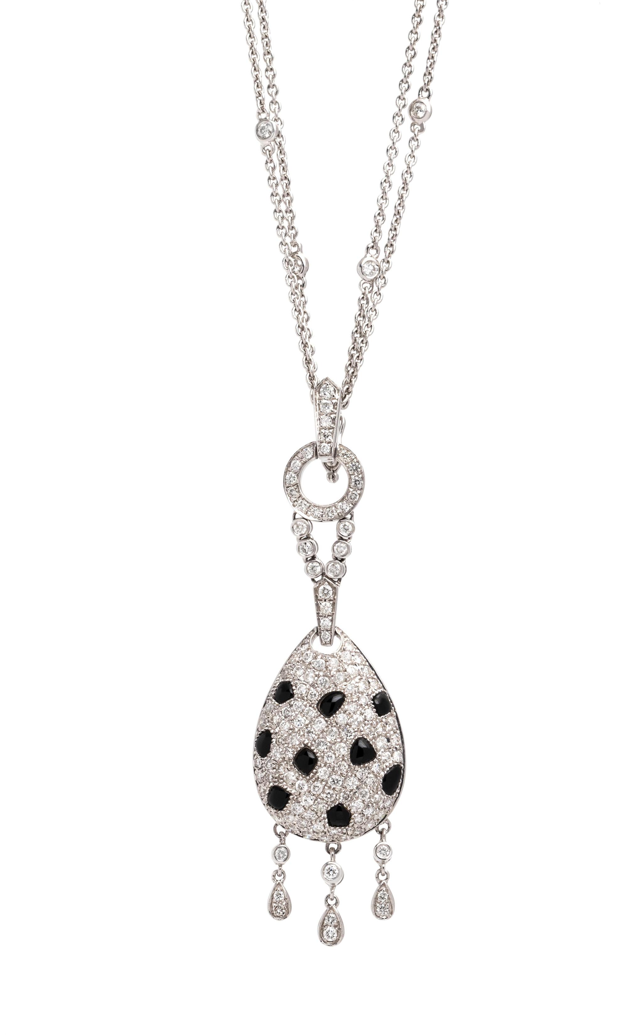 DIAMOND AND ONYX PENDANT/NECKLACE