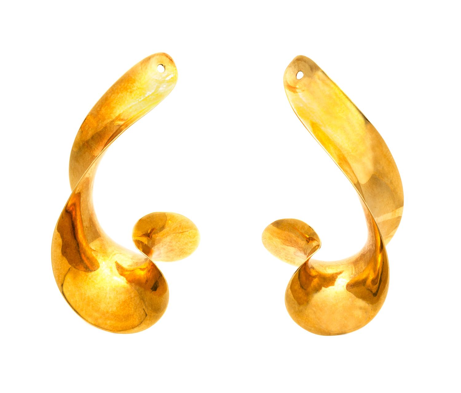 A Pair of 18 Karat Yellow Gold Earring Enhancers, Michael Good 4.20 dwts.