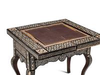A Levantine Marquetry and Mother-of-Pearl Inlaid Flip-Top Swivel-Action Game Table