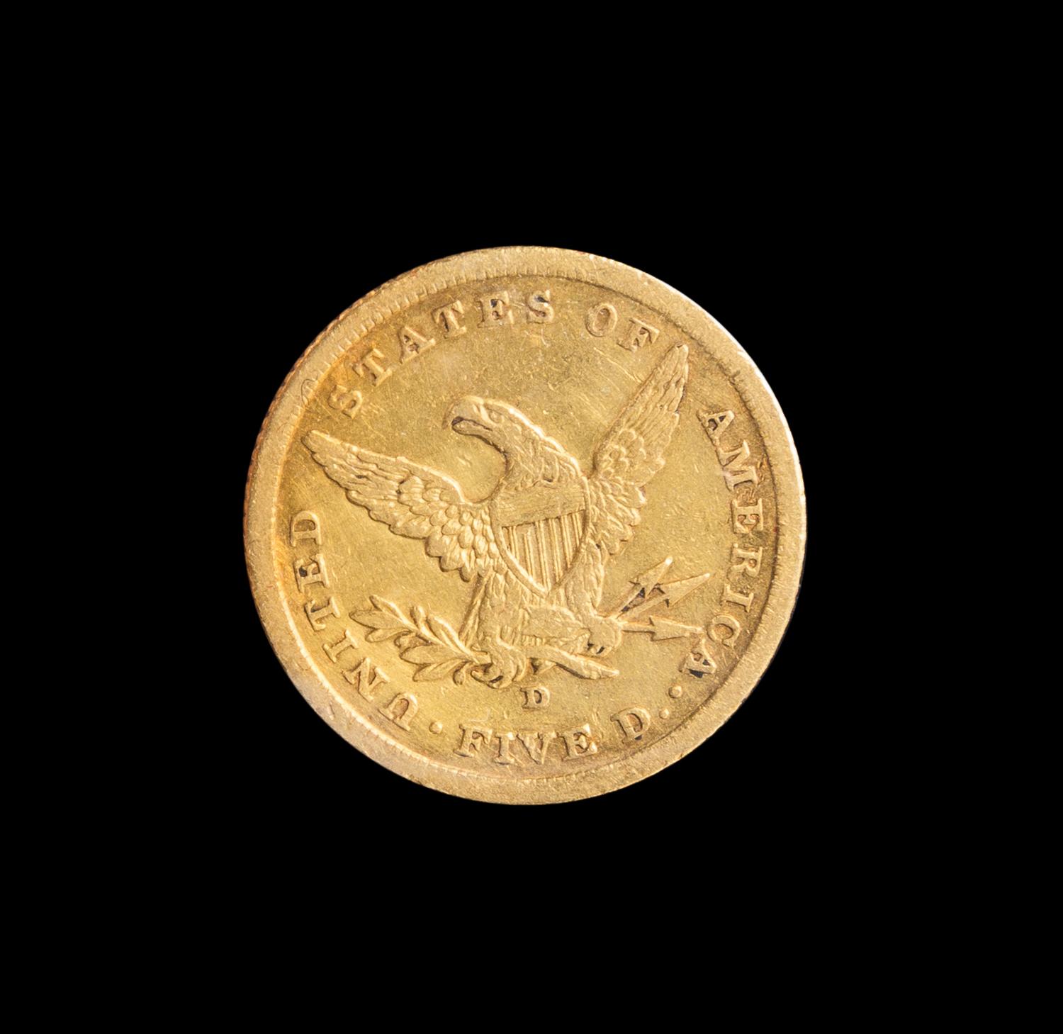 A United States 1841-D Liberty Head $5 Gold Coin