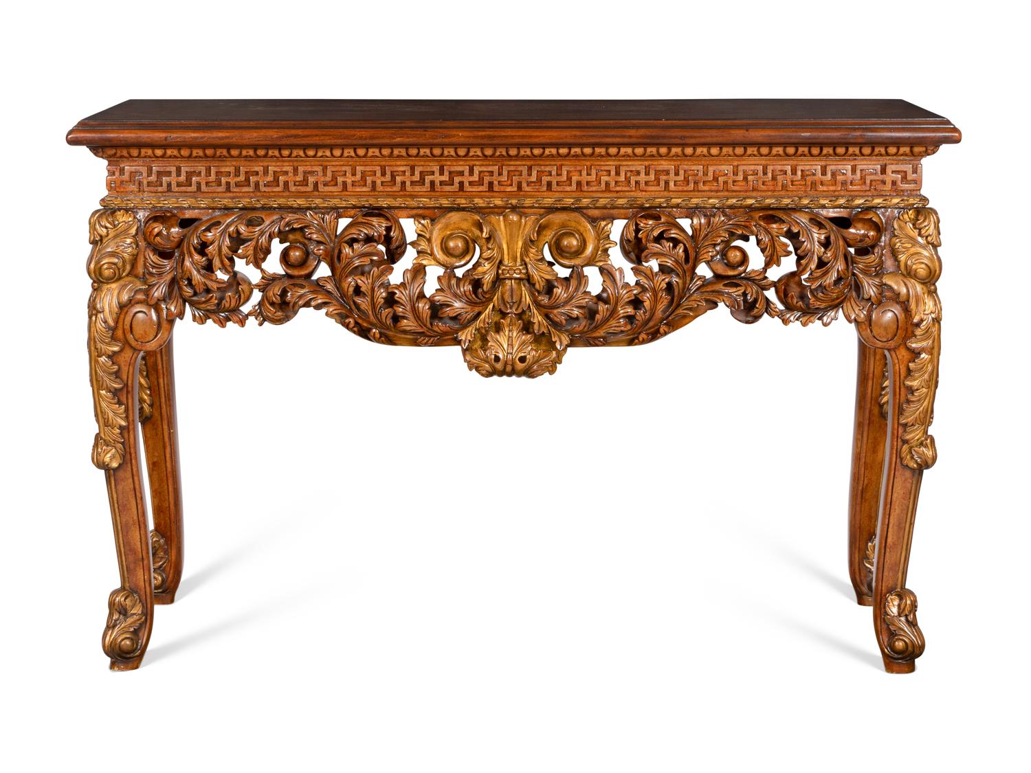 A George II Style Parcel Gilt Mahogany Pier Table