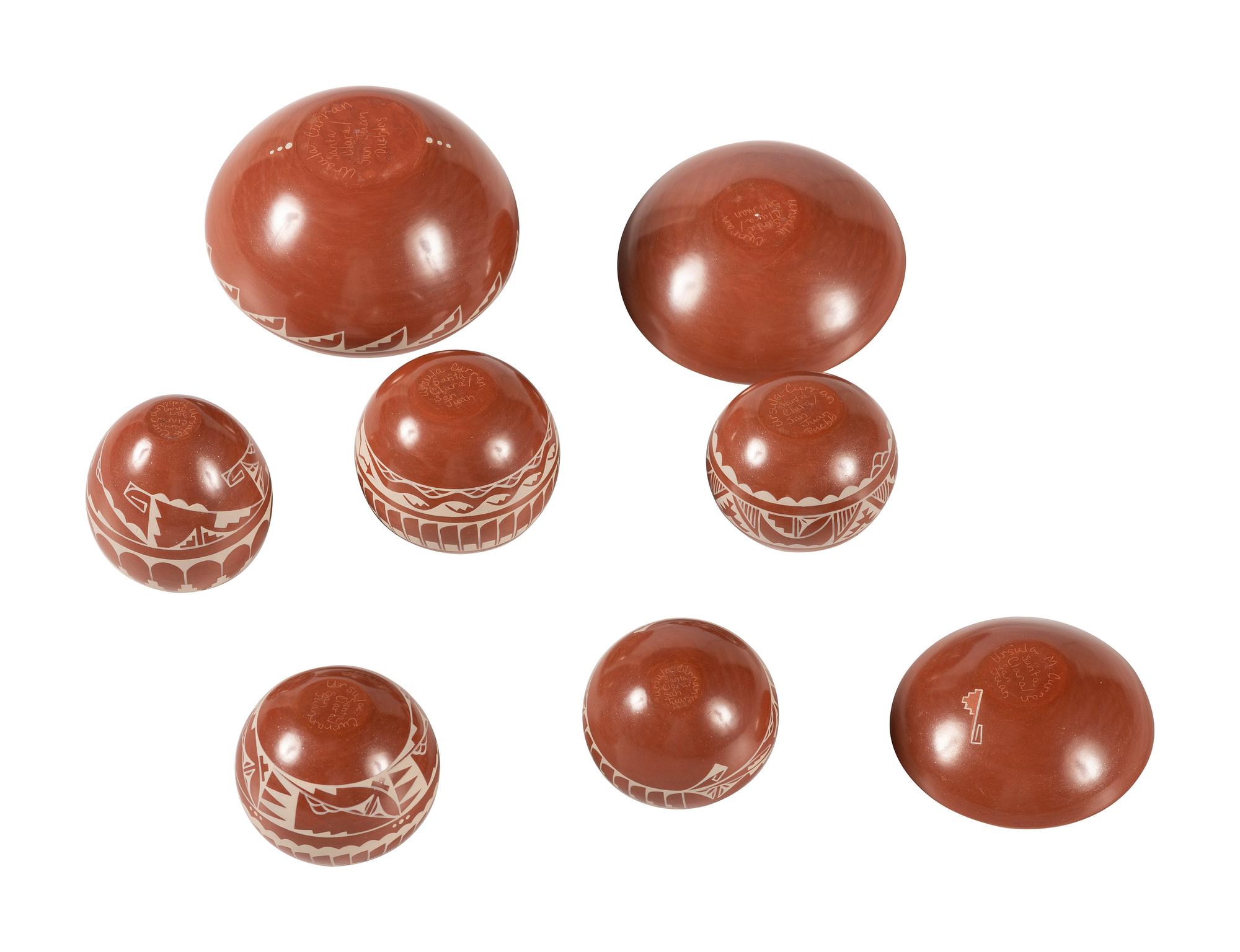 Miniature White-on-Red Pottery Jars and Plates