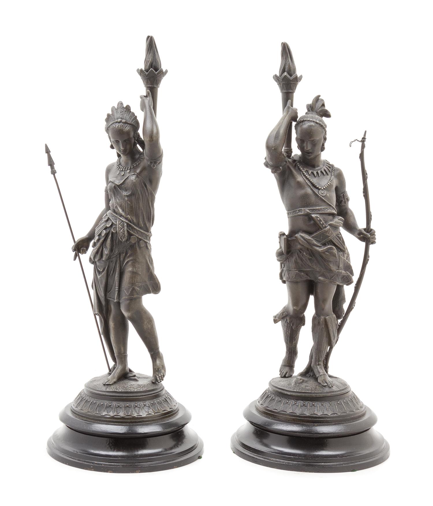A Pair of Cast Metal Figures Height 16 1/2 inches. — EARLY 20TH CENTURY