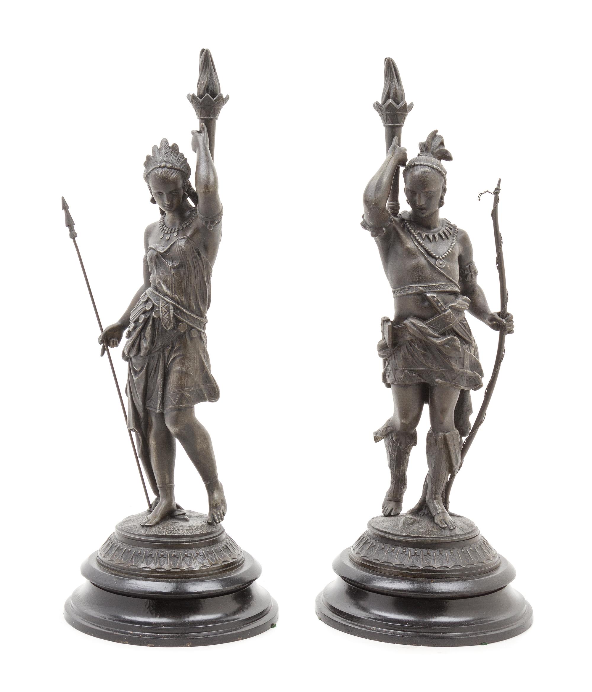 A Pair of Cast Metal Figures Height 16 1/2 inches. — EARLY 20TH CENTURY
