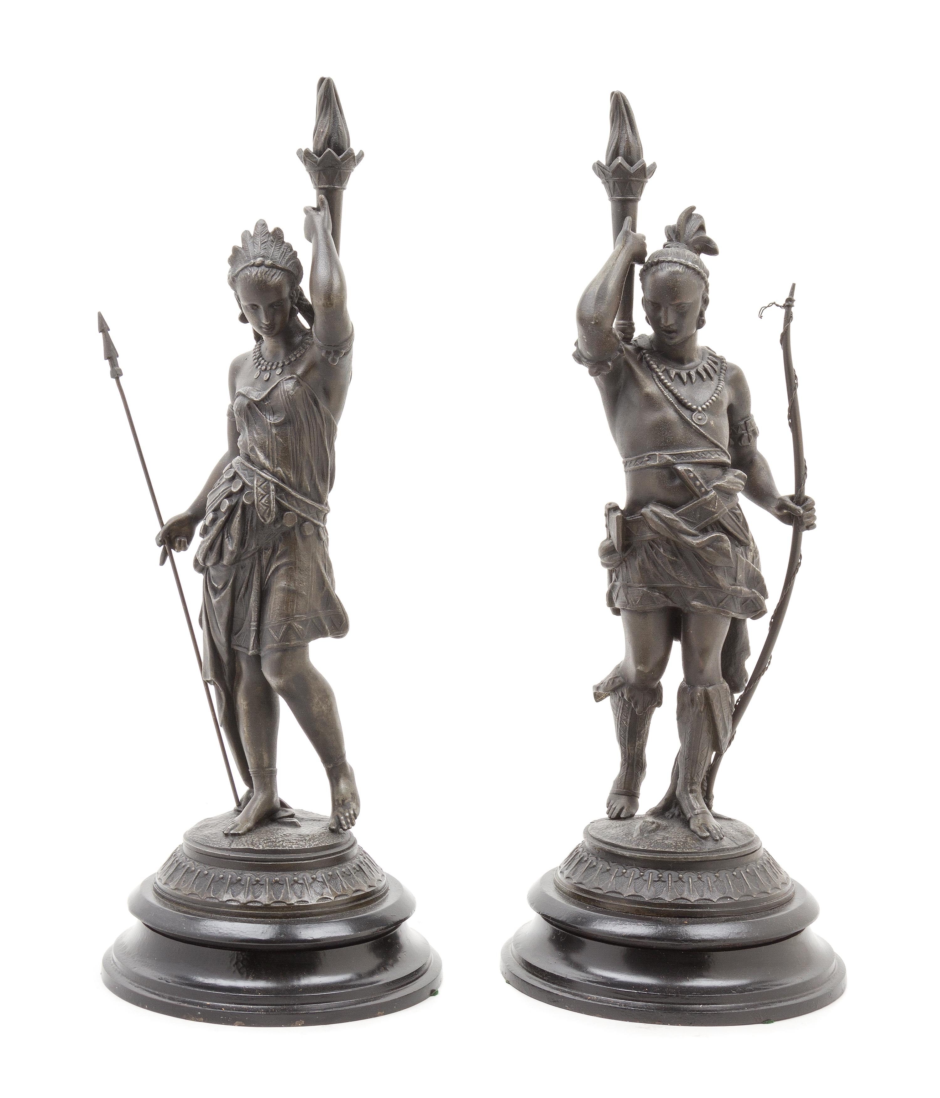 A Pair of Cast Metal Figures Height 16 1/2 inches. — EARLY 20TH CENTURY