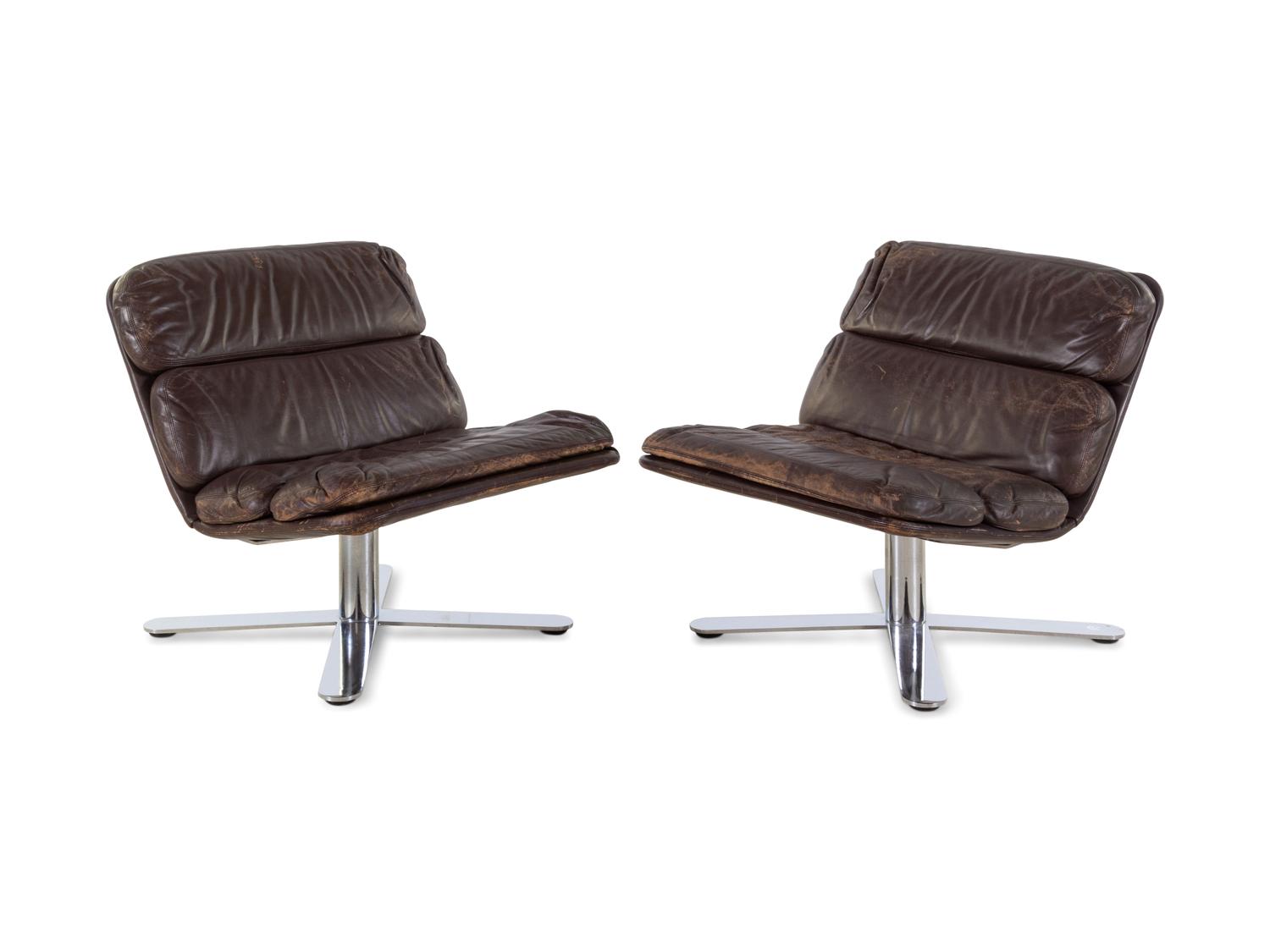 Pair of X Base Lounge Chairs