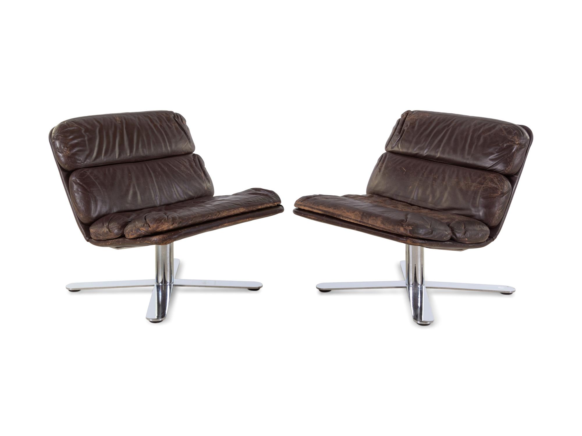 Pair of X Base Lounge Chairs