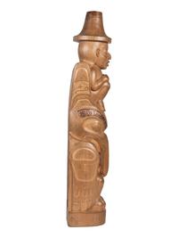 Carved Cedar Totem, with Copper Highlights