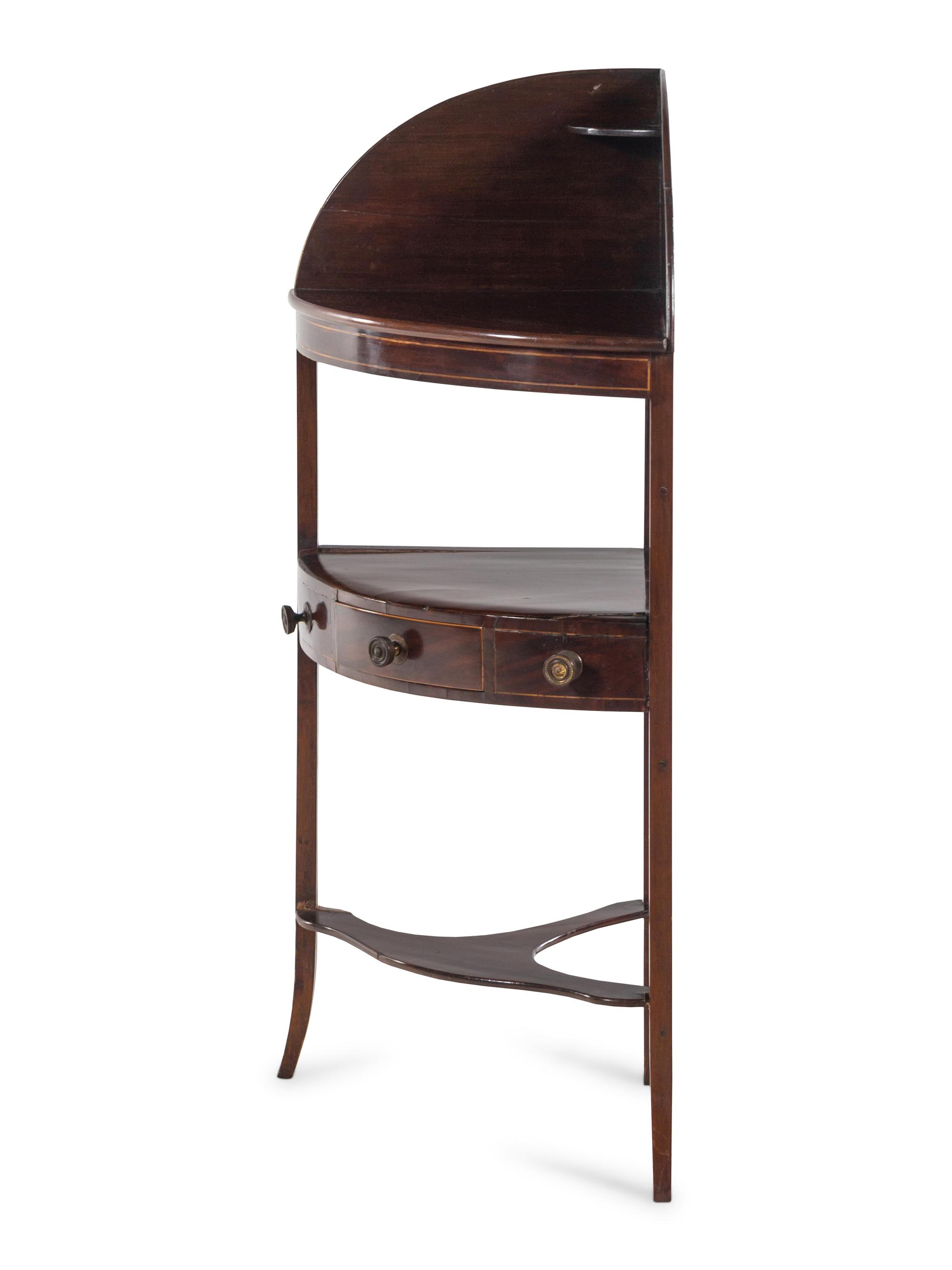 A Regency Satinwood Inlaid Mahogany Corner Washstand