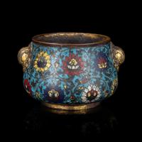 A Chinese Ming Style Cloisonne Enamel Censer, Apocryphal Xuande Mark 宣德款掐絲琺琅西番蓮紋香爐