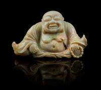 A Carved Opal Figure of Laughing Buddha, Mille Height 1 3/4 inches.