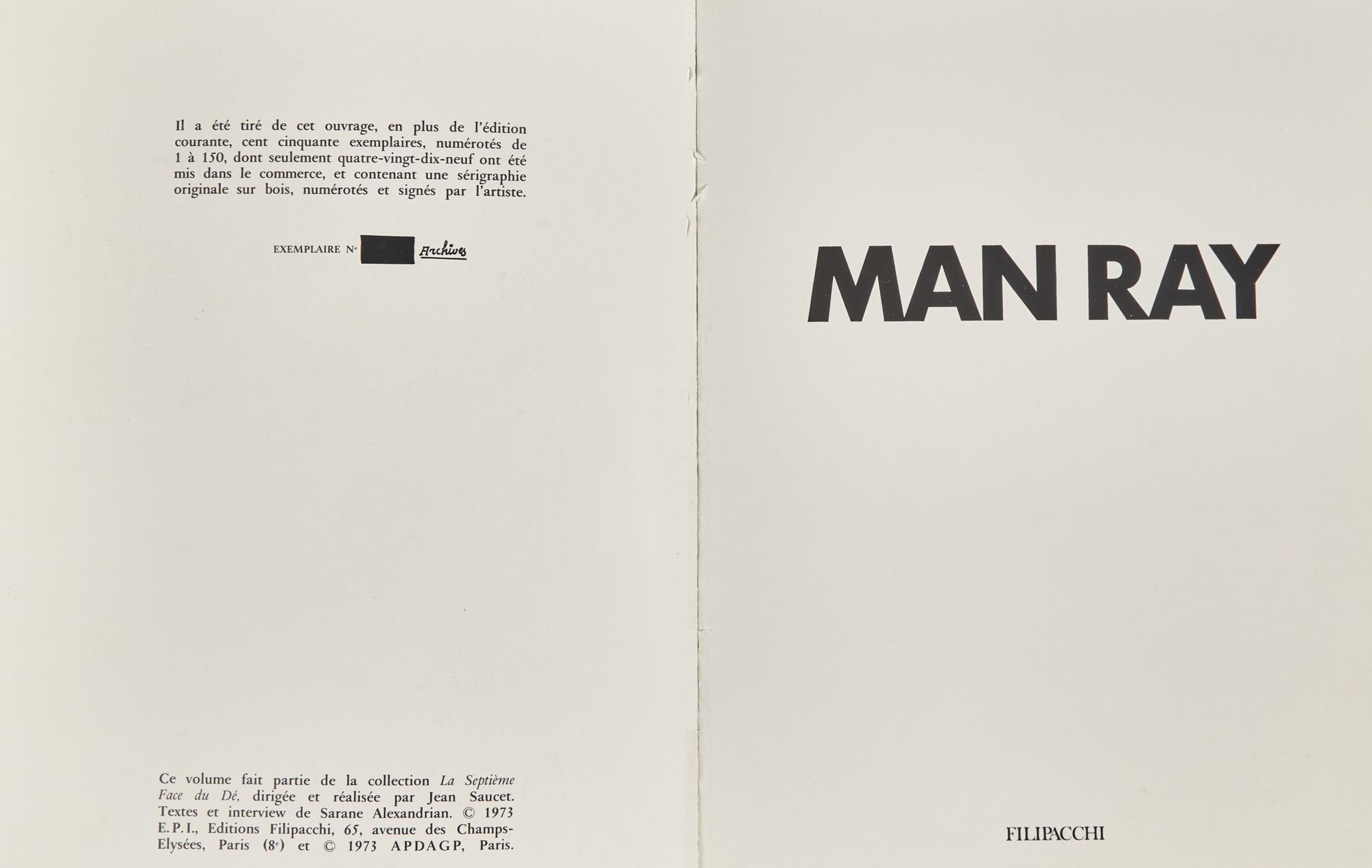 [Man Ray] Alexandrian, Sarane. Man Ray
