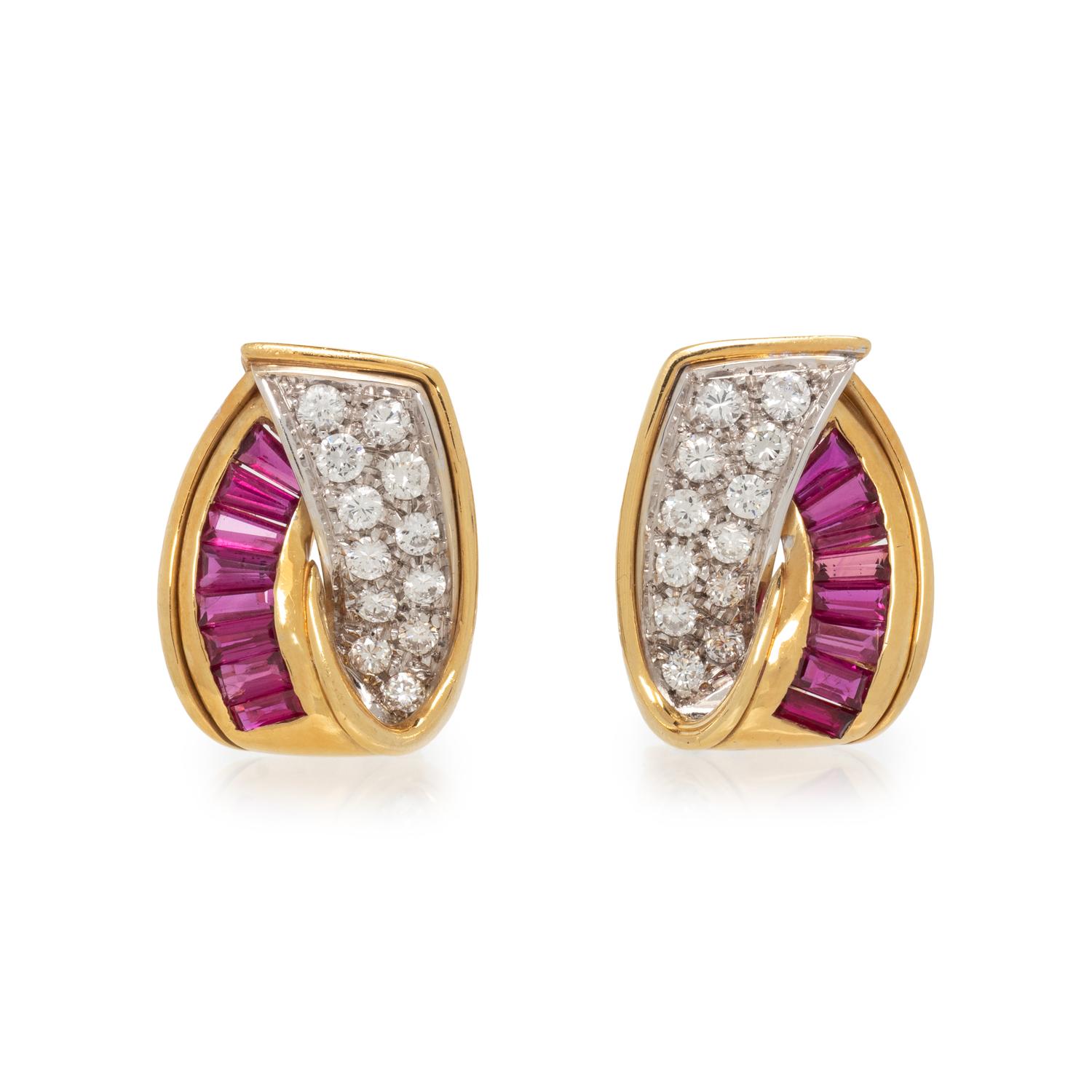 RUBY AND DIAMOND CLIP EARRINGS
