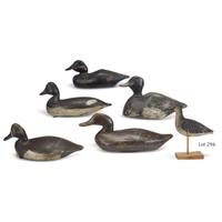 Group of six carved and painted decoys various makers