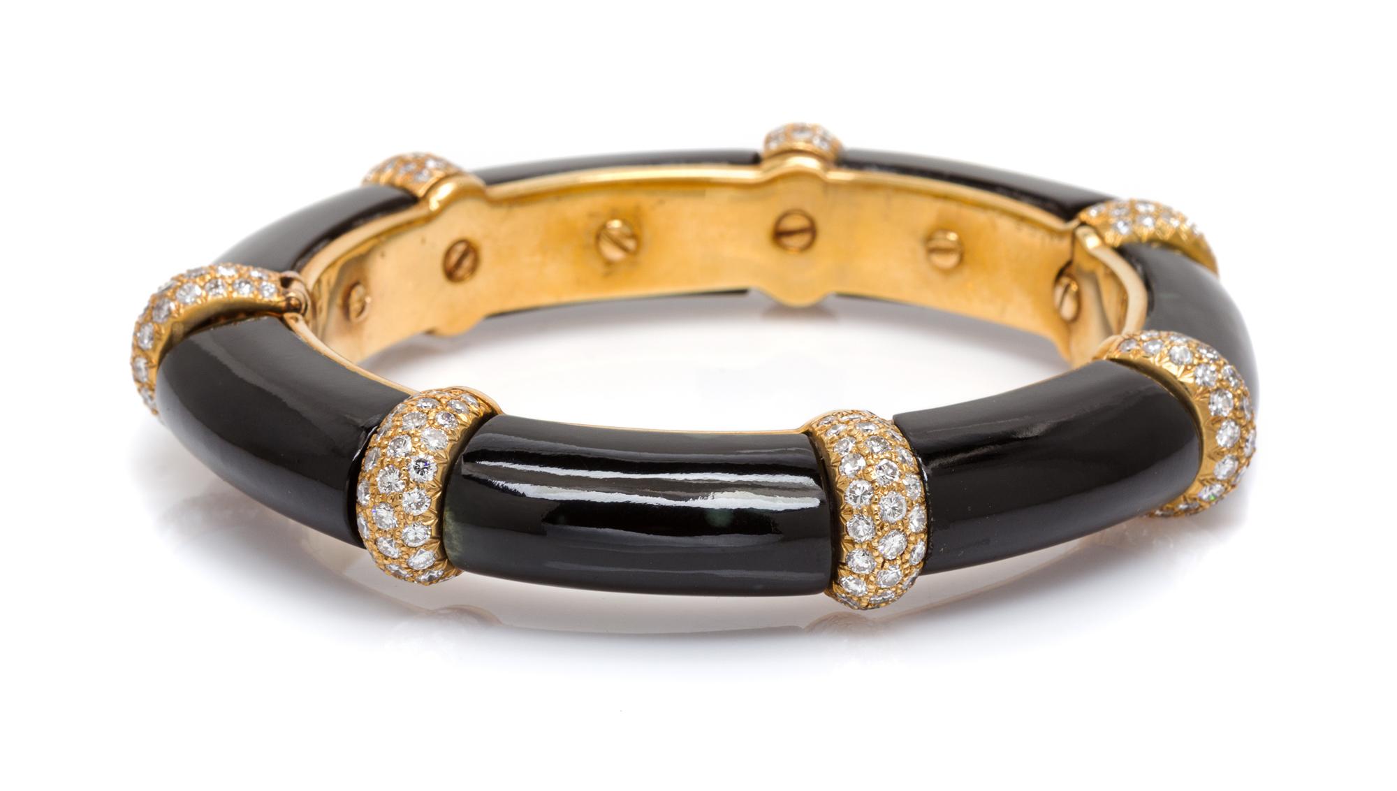 An 18 Karat Yellow Gold, Diamond and Onyx Bracelet, Van Cleef & Arpels, 56.20 dwts.