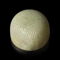 A Chinese Celadon Jade "Rice Measure" Cup, Late Ming-Early Qing — 明末清初 笸籮紋玉碗
