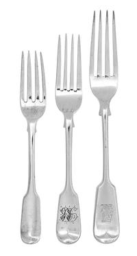 An Assembled William IV and Victorian Silver Flatware Service, Various makers including George Adams, Elizabeth & John Eaton, Thomas Br