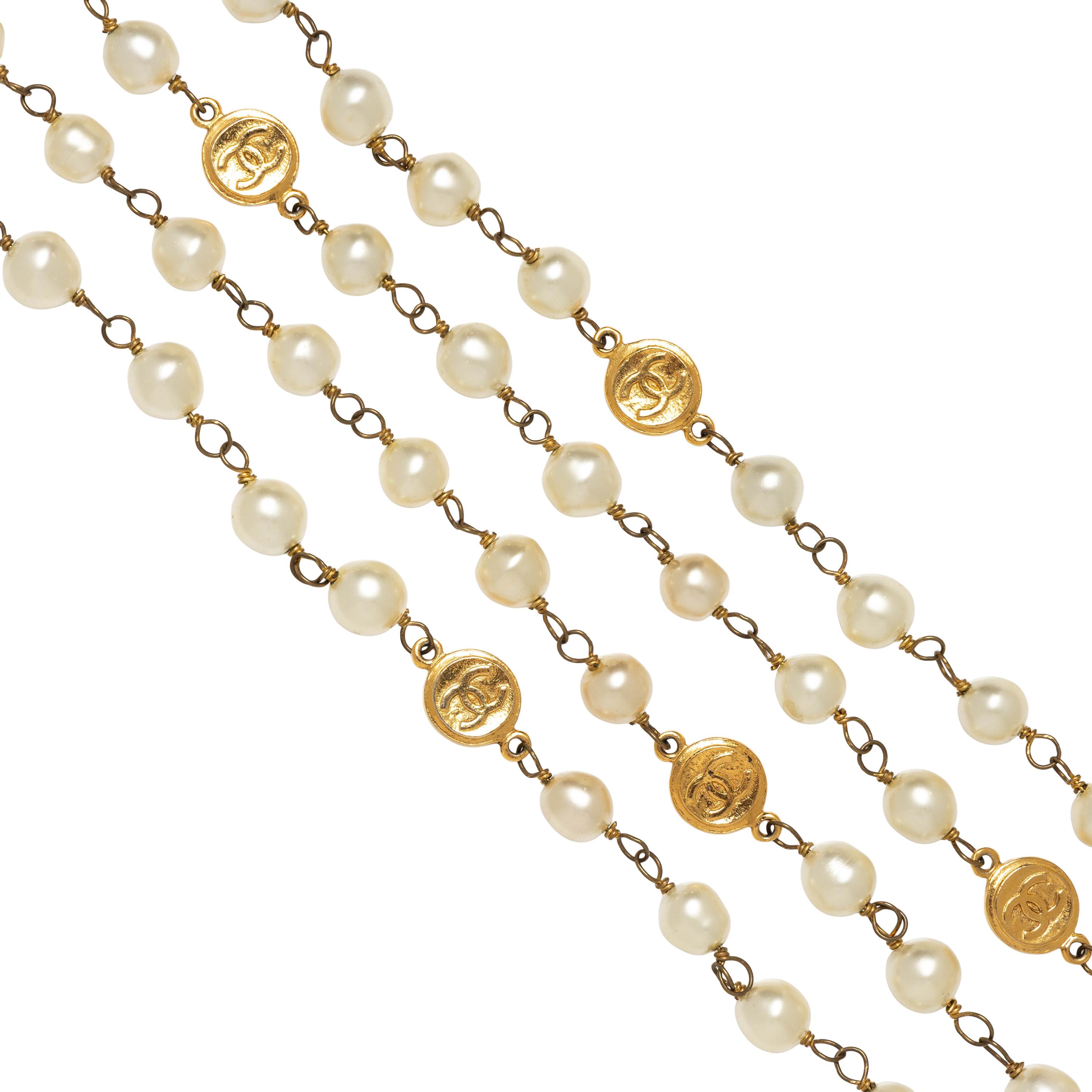 Chanel, Long Sautoir with Gripoix Pearls & CC Coins