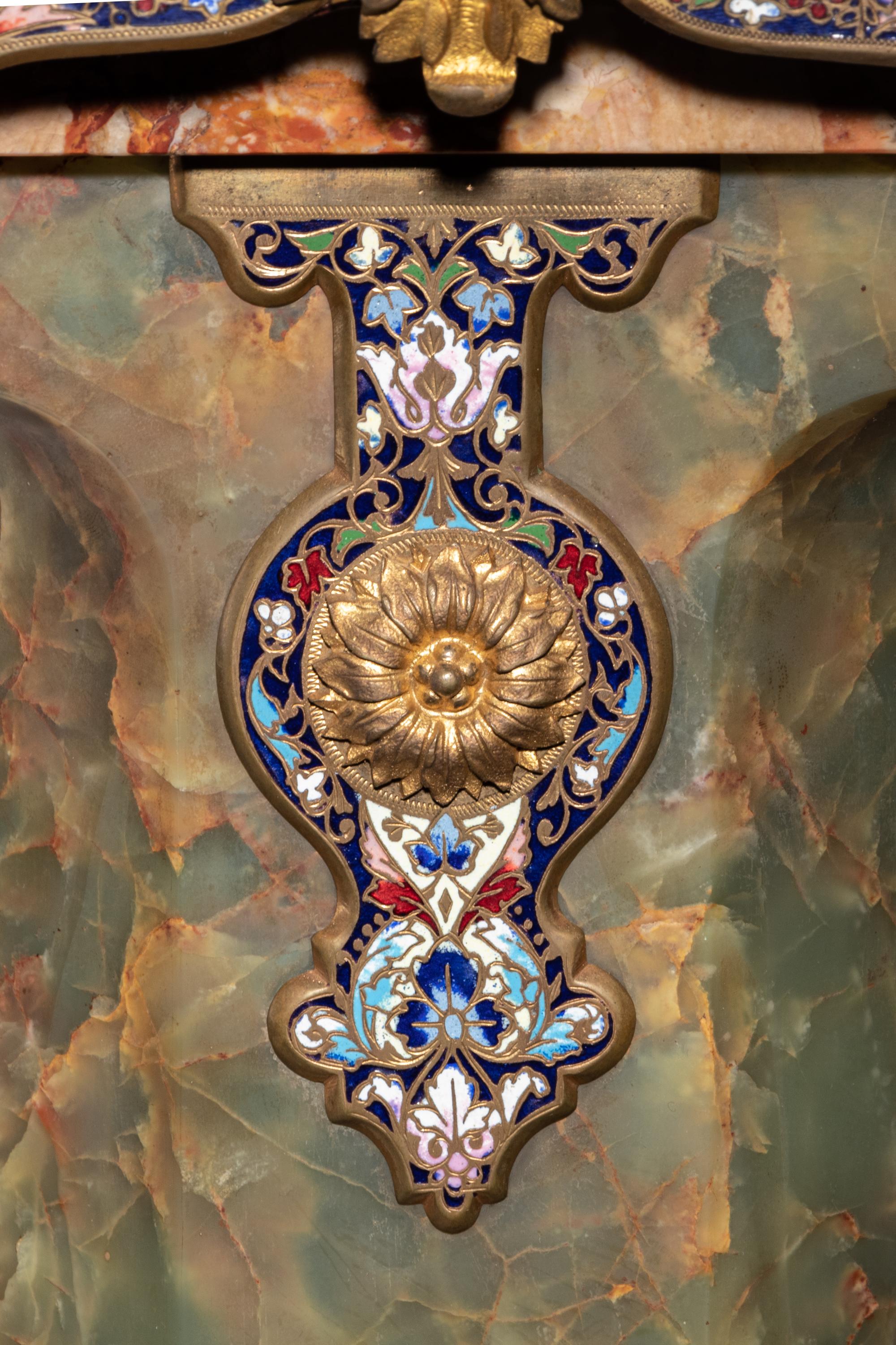 A French Onyx and Champlevé Mounted Pedestal