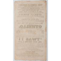 African American Shakespearean Actor Ira Aldridge, " The African Roscius ," Broadside for 1827 Performance of Othello