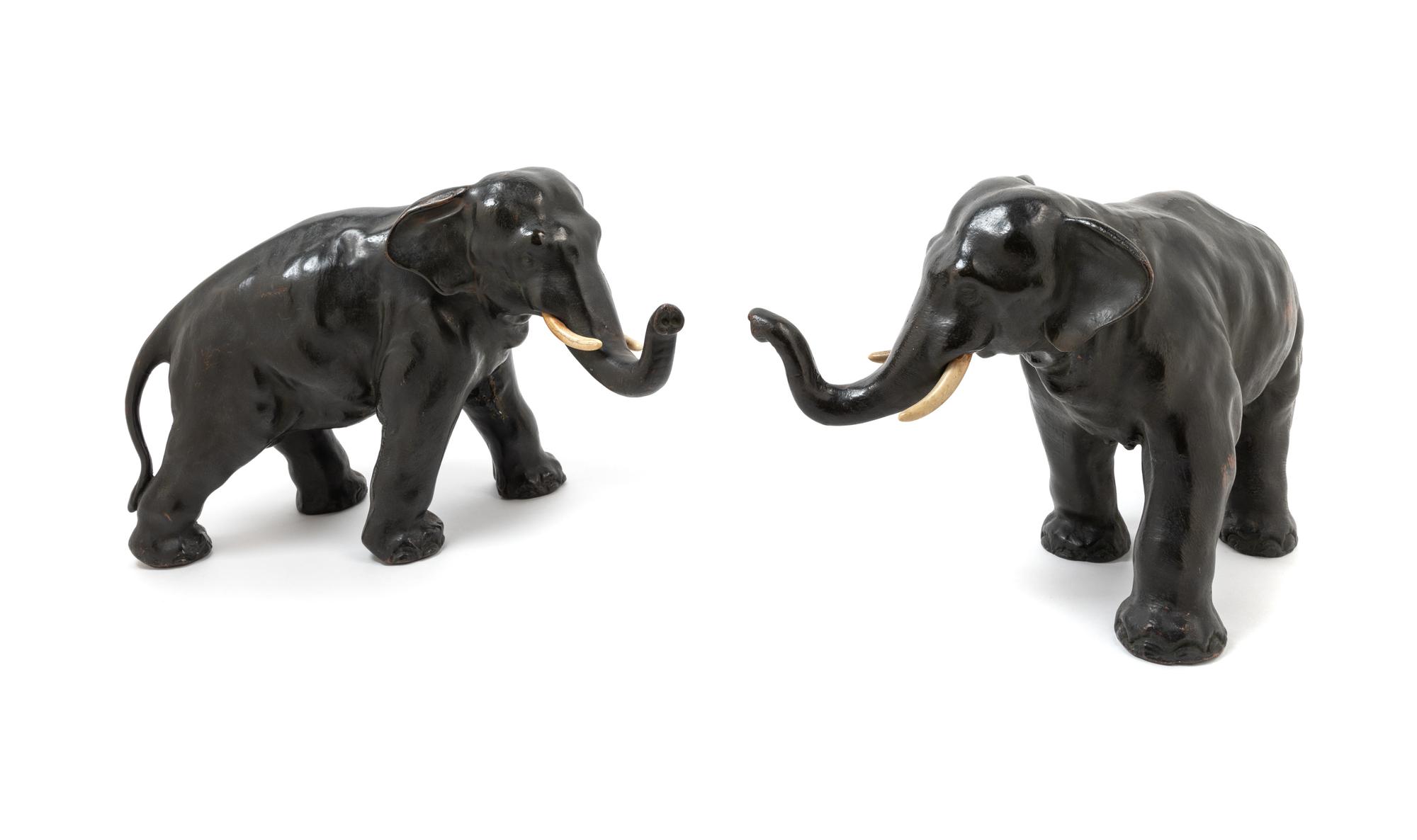 Two Asian Style Metal Figures of Elephants