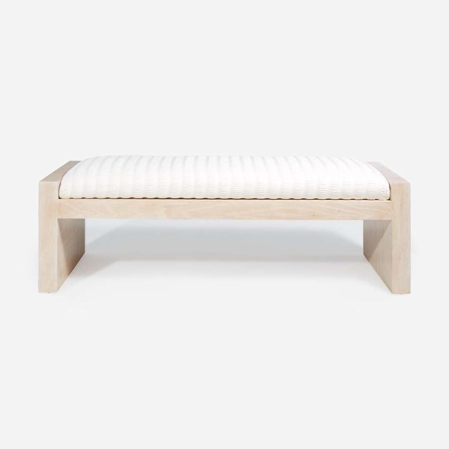 Contemporary A Cerused Upholstered Bench, circa 1980