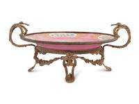 A Sèvres Style Gilt Metal Mounted Painted Porcelain Centerpiece Bowl