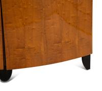 An Art Deco Burl Walnut Bow Front Cabinet