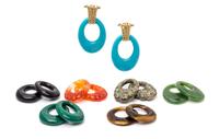 A Pair of Yellow Gold and Multigem Convertible Earclips, 65.10 dwts.