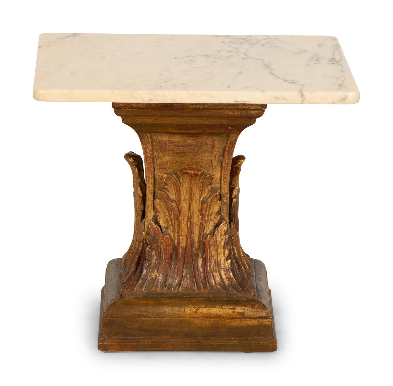 A Continental Giltwood Marble-Top Side Table