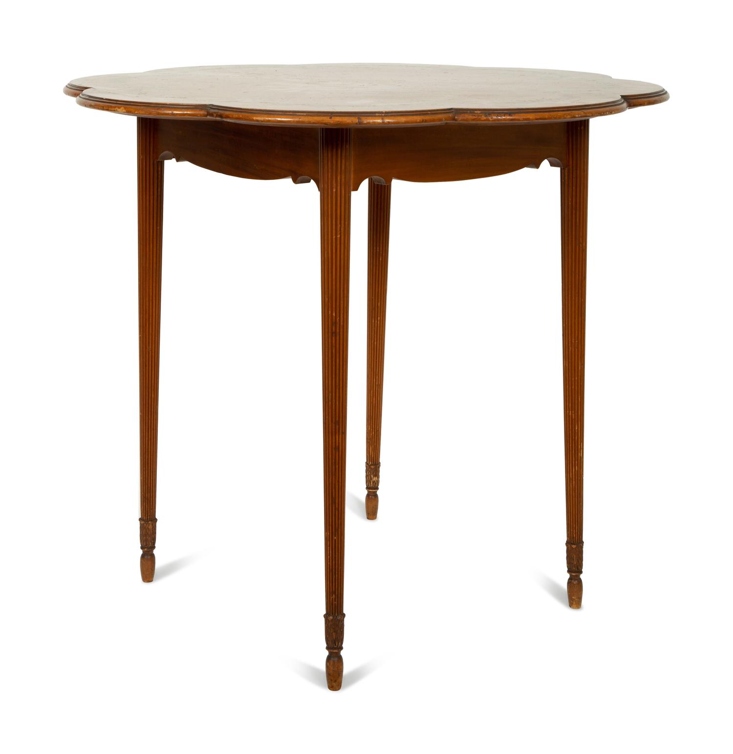 An Edwardian Adams Style Painted Satinwood Tea Table