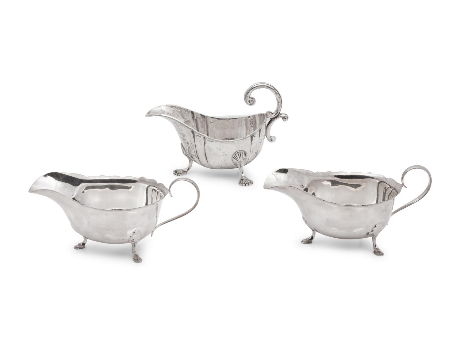 A Group of Three English Silver Sauce Boats