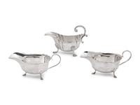A Group of Three English Silver Sauce Boats