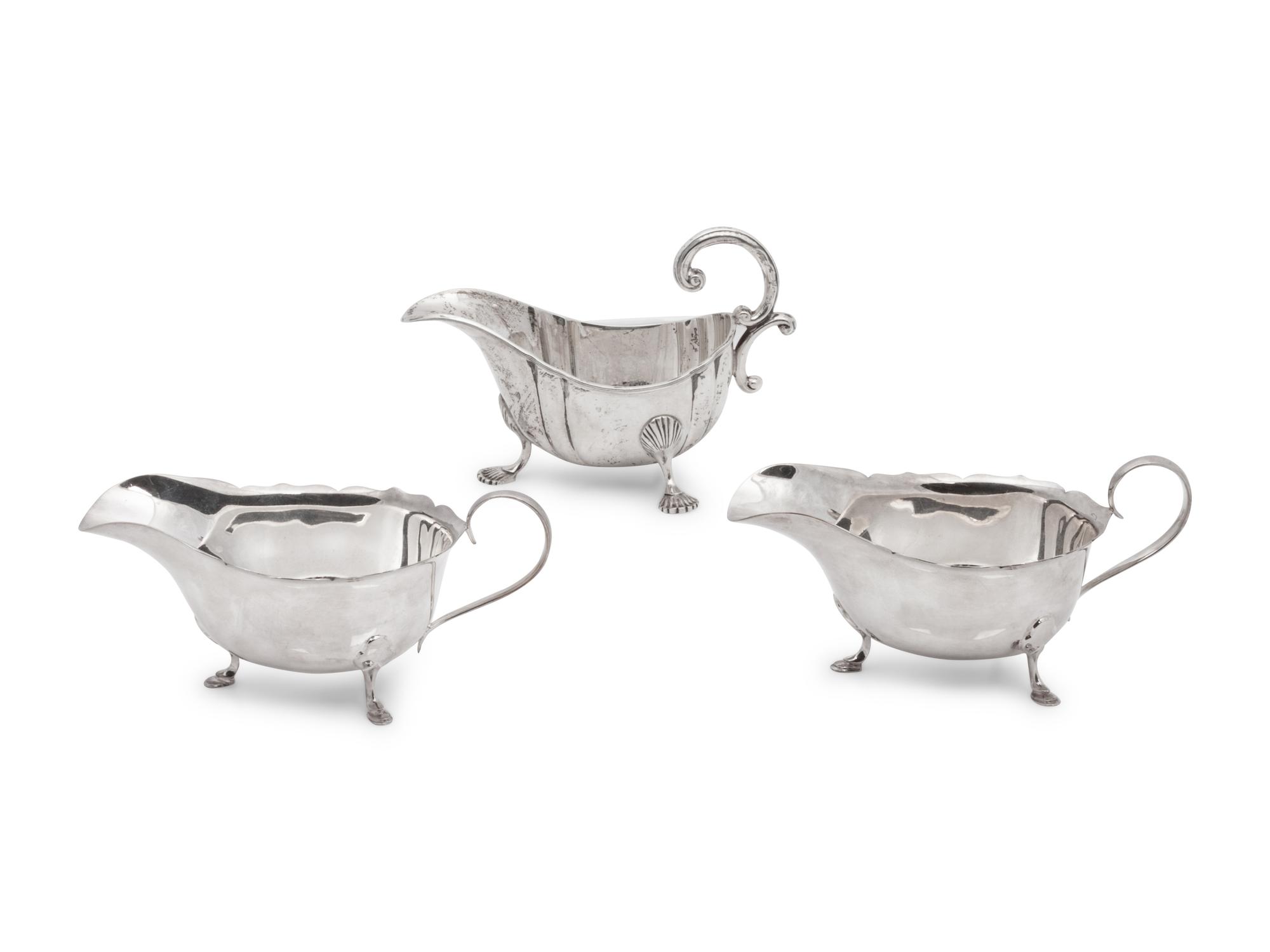 A Group of Three English Silver Sauce Boats