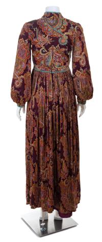 A George Halley Paisley and Floral Bead Gown, No size.