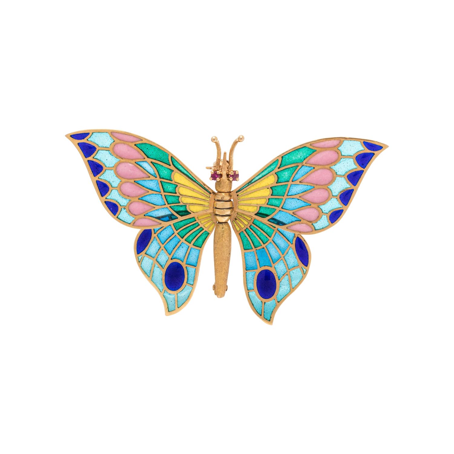 PLIQUE-À-JOUR ENAMEL BUTTERFLY BROOCH