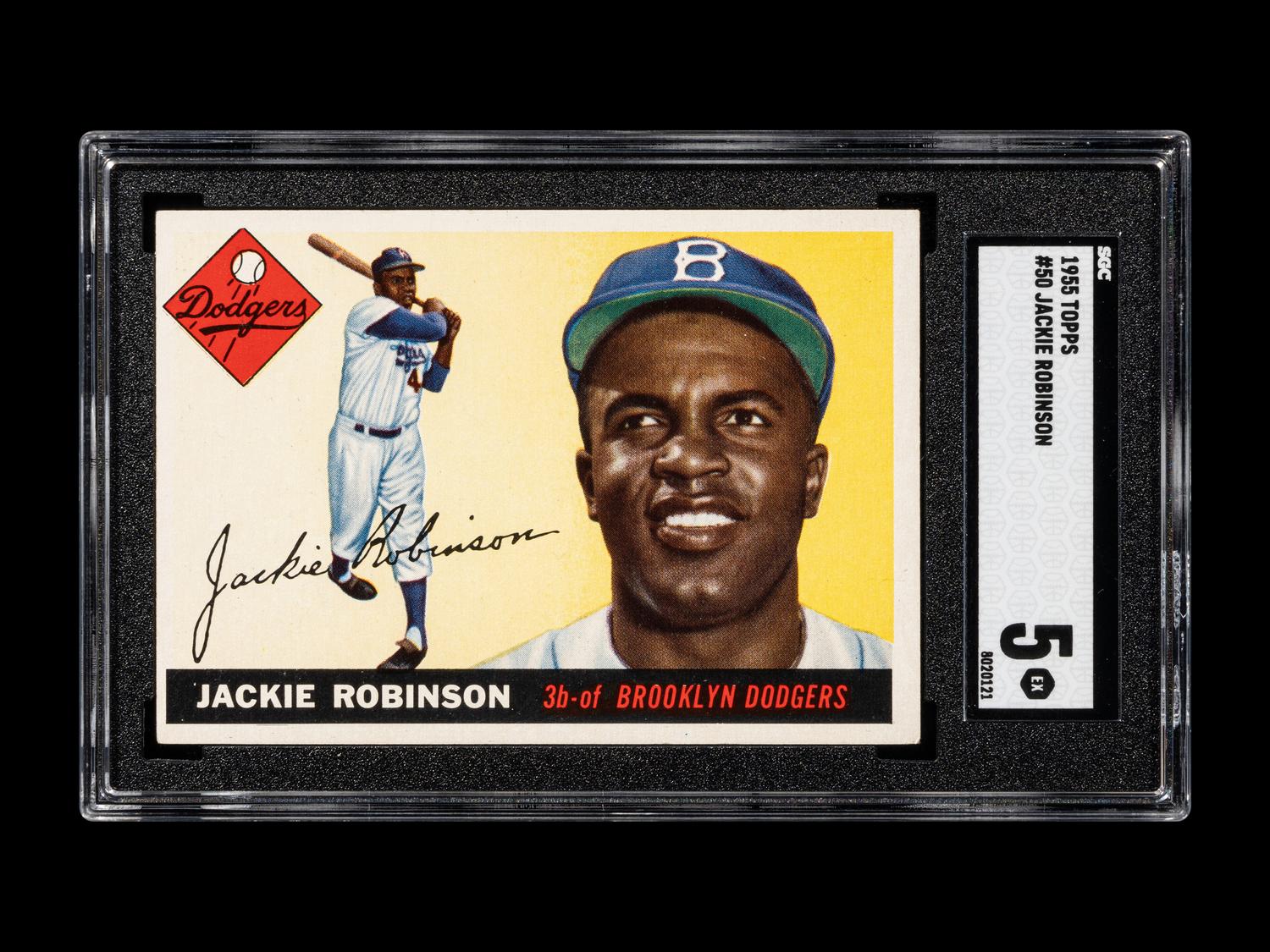 A 1955 Topps Jackie Robinson Baseball Card No. 50 (SGC 5 EX)