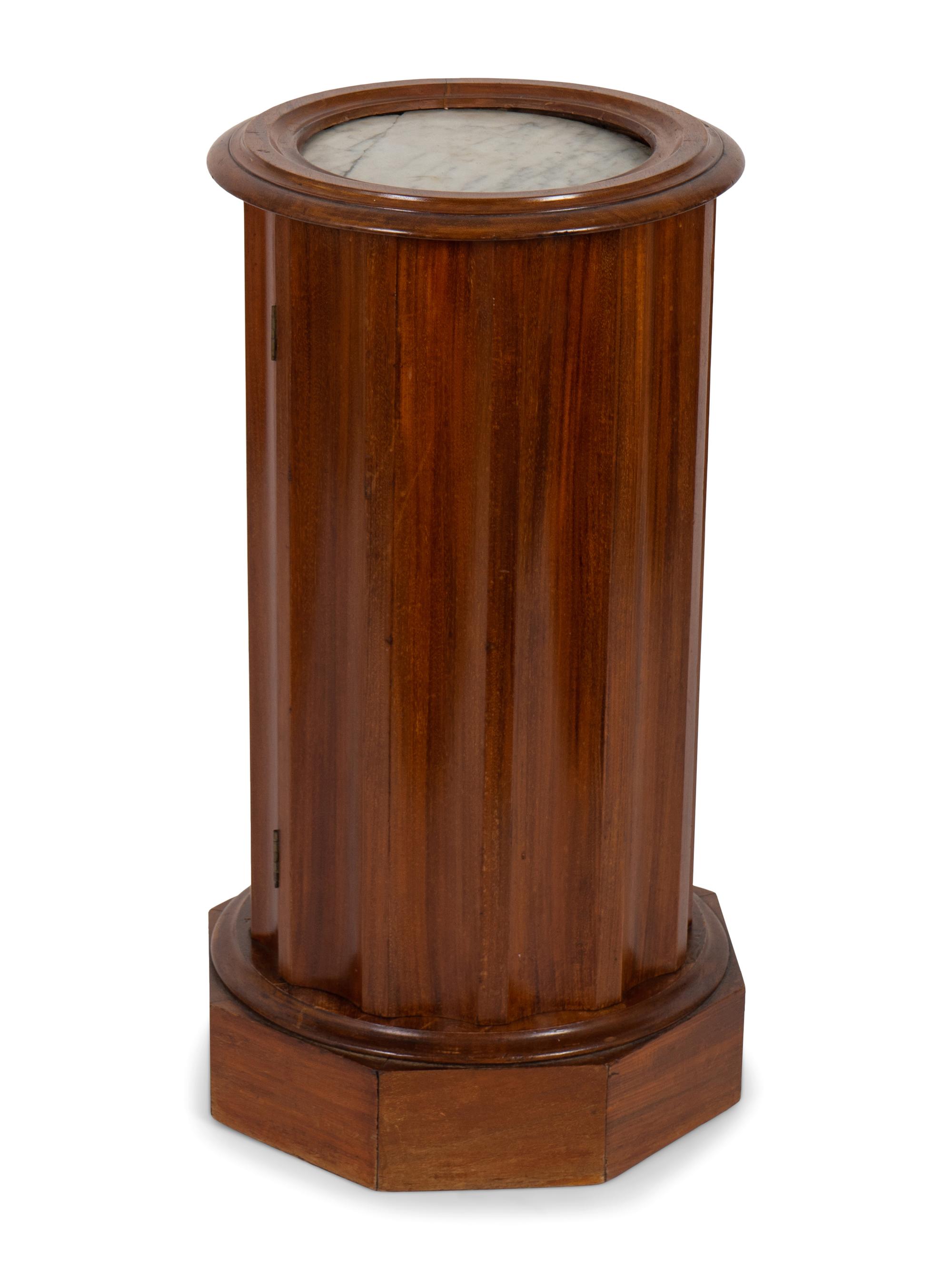 A Continental Mahogany Fluted Cylindrical Pedestal Cupboard — 19TH CENTURY