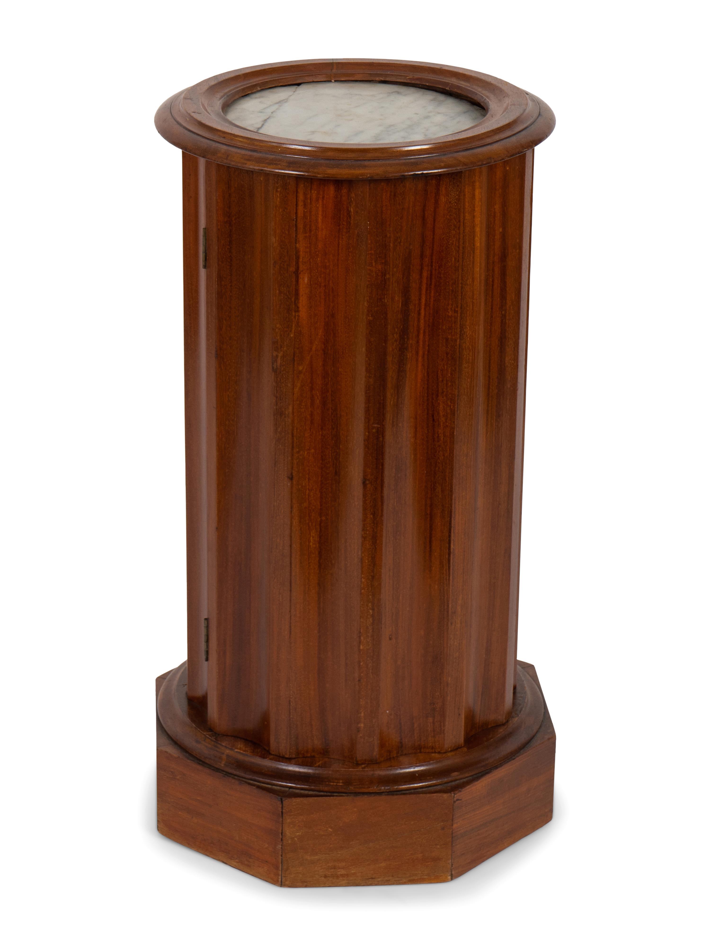 A Continental Mahogany Fluted Cylindrical Pedestal Cupboard — 19TH CENTURY