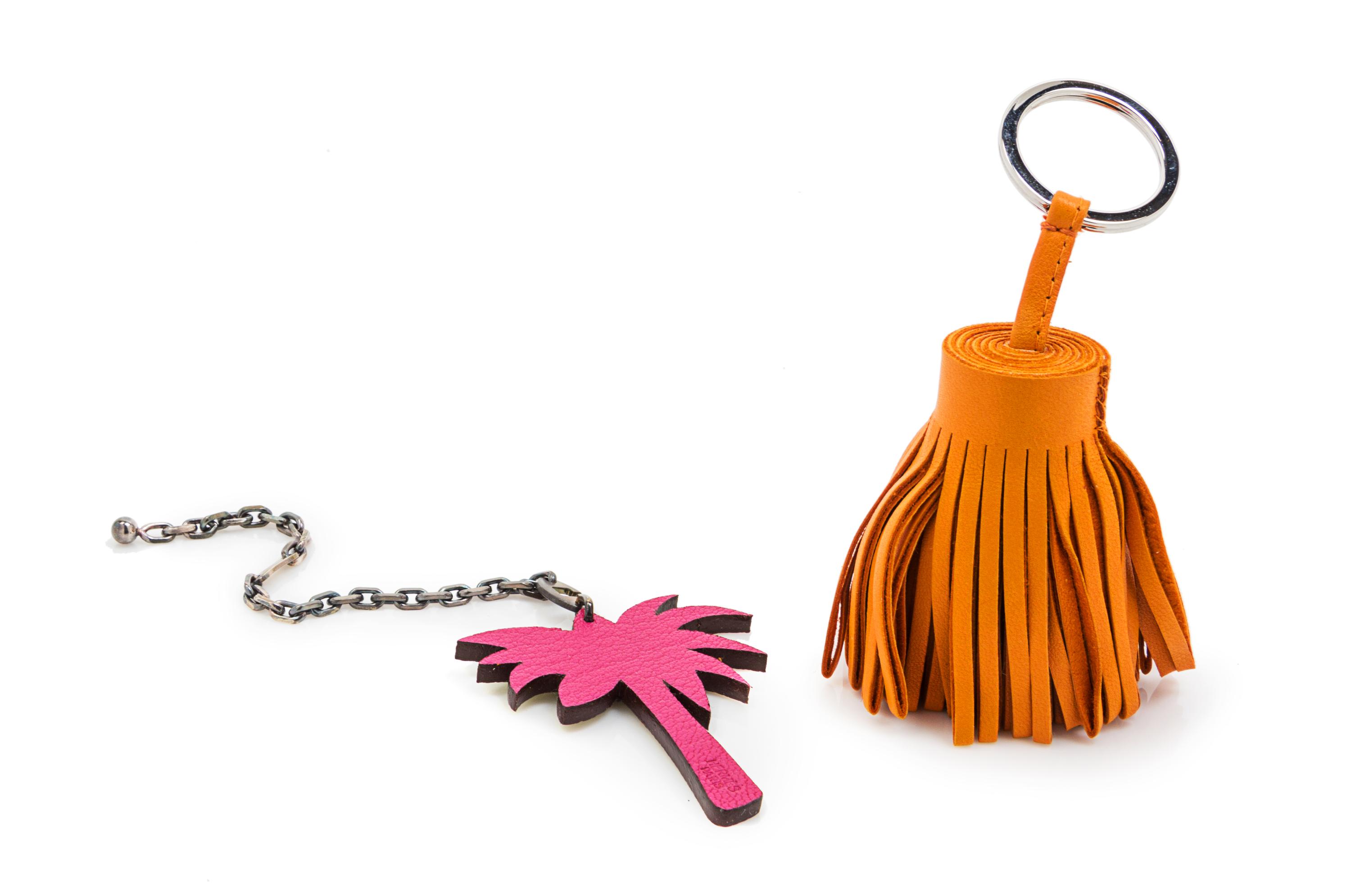 An Hermes Orange Leather Carmen Tassel Key Chain,