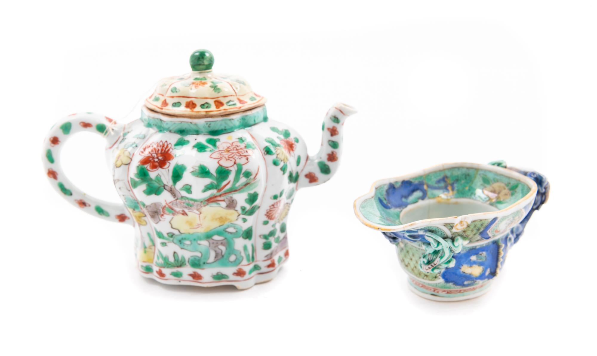 Two Famille Verte Porcelain Articles