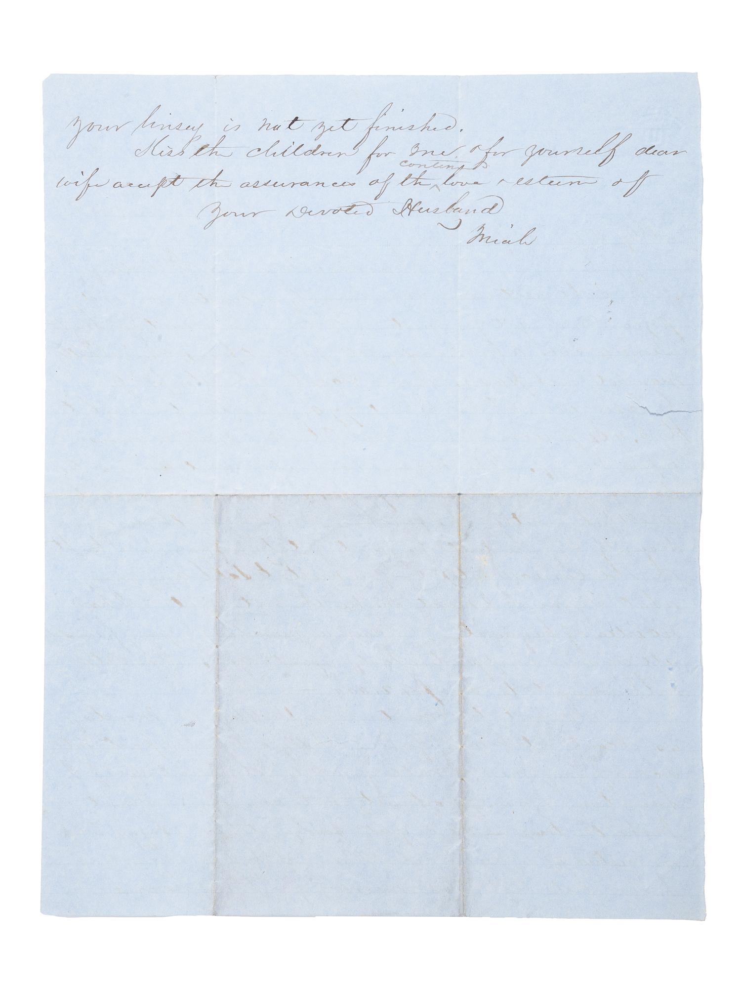 [SLAVERY & ABOLITION]. Letter referencing the sale prices of five named enslaved subjects. Cedar Grove, [KY?], 1855.