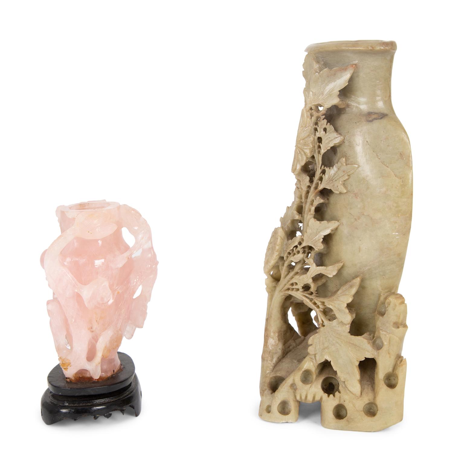 Two Chinese Carved Hardstone Urns — 20TH CENTURY