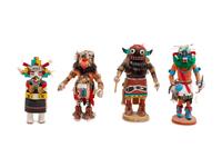 Collection of Hopi Katsinas and Apache Carvings