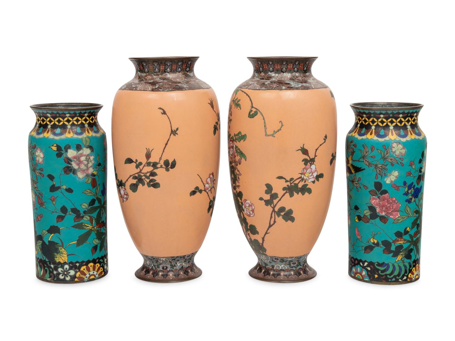 Two Pairs of Japanese Cloisonné Vases
