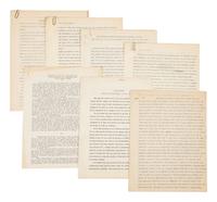 [FRANK LLOYD WRIGHT]. A collection of 15 carbon typescripts of lectures and speeches, 1929 or later, comprising: